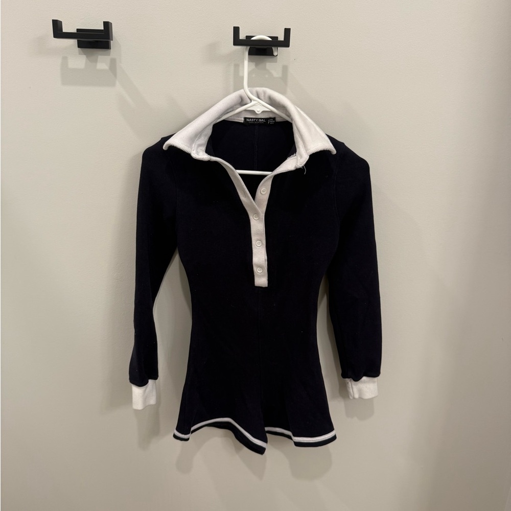 Black and White V-Neck Sweater